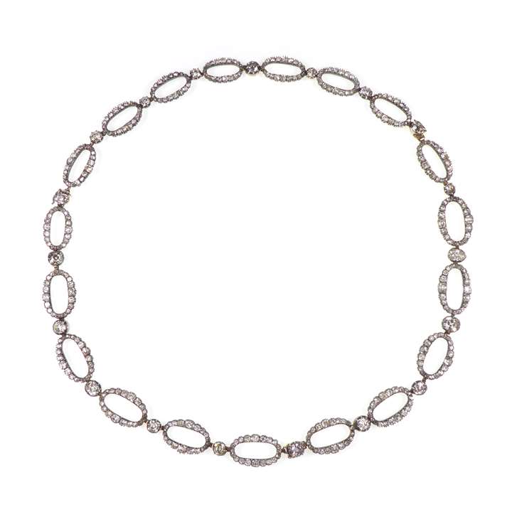 Antique diamond oval link necklace, converting to bracelets and or shorter necklace